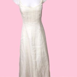 Rebecca Rhinstone Embellished Spaghetti Straps CreamWedding Dress size L